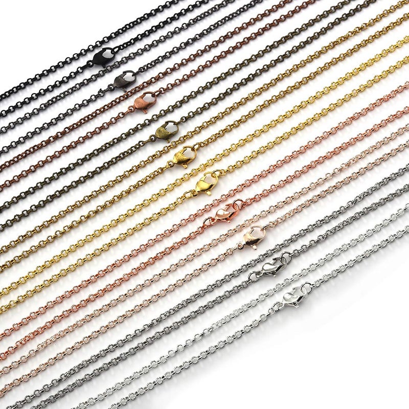 LANBEIDE 40 Packs 10 Colors Brass Necklace Chains 21 Inch Link Cable Chain Necklace with Lobster Clasps Bulk for Jewelry Making - Image 3